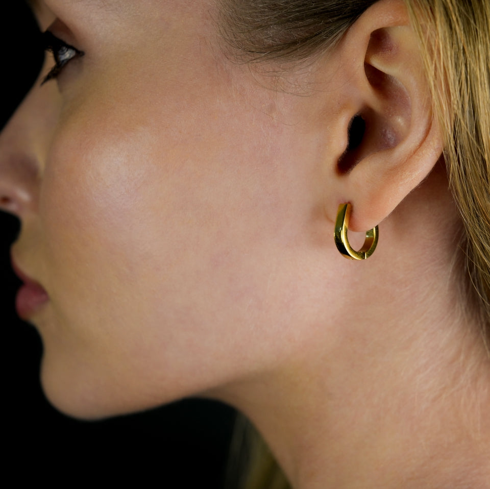 Style: CADEO 122238 'Lucky' Horse-Shoe Shaped Contemporary Hoop Earrings.