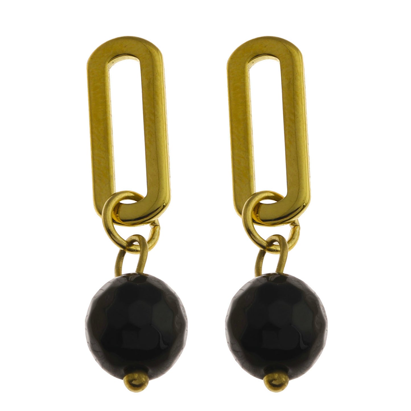 DAKATA Black Onyx Drop Hoop Earrings