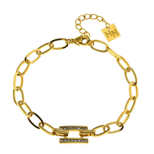 Style: GAILA 221117 Deco Paper-Clip Bracelet with Zirconia Embedded Centre Piece.