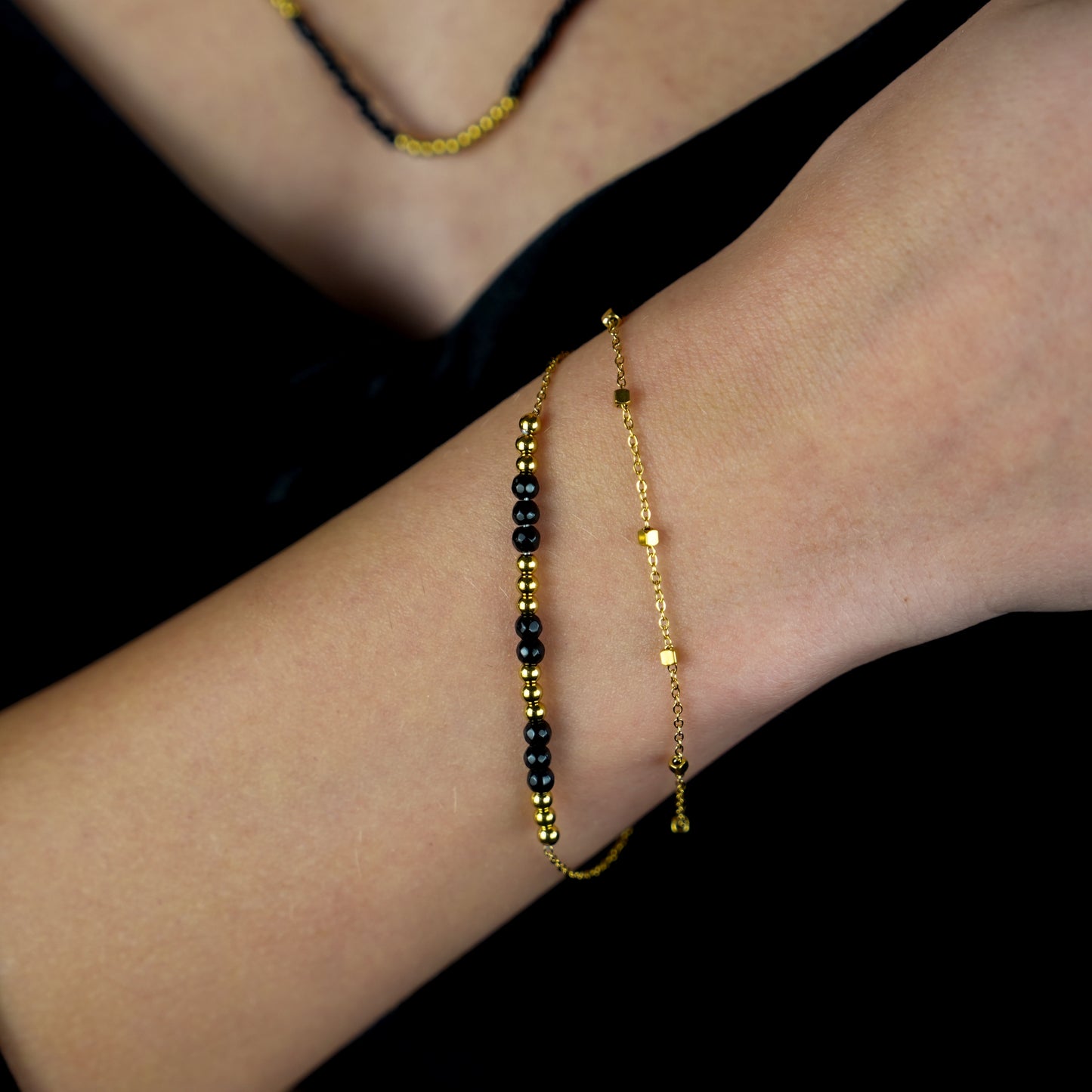 black-gold-bracelet | hackney-nine | hackneynine | necklace | hoops | bracelets | earrings | charms | studs_earrings | jewellery | jewellery-store | shop-jewelry | gold-jewellery | silver-jewellery | dressy_jewellery | classy_ jewellery | on_trend_jewellery | fashion_ jewellery | cool_jewellery | affordable_jewellery | designer_jewellery | vintage_jeweler | gifts-for-her | gifts-for-mum | gifts-for-girls | gifts-for-females
