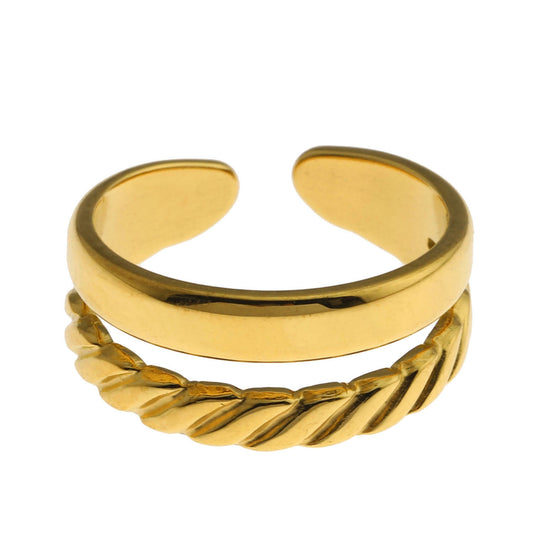 LARISSA: Double Stacked Contrasting Textured Ring