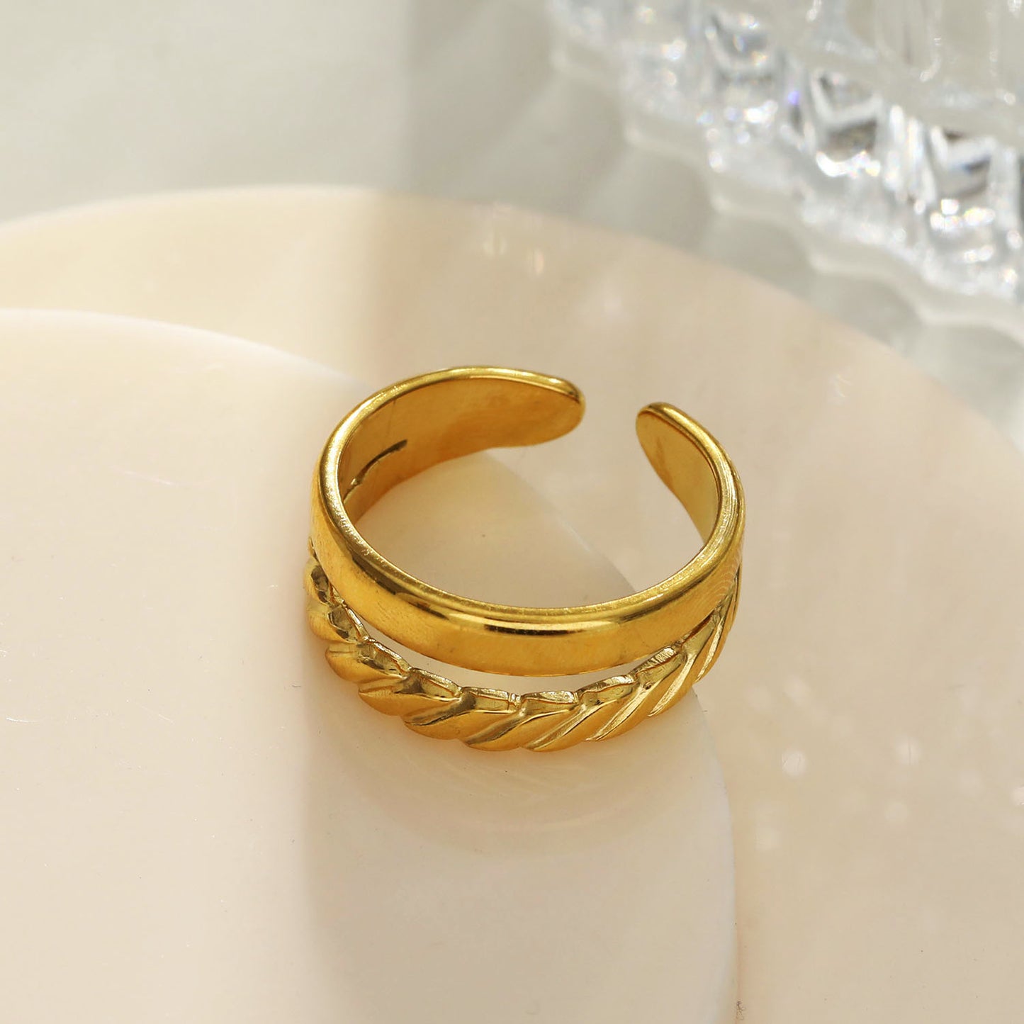 LARISSA Double Stacked Contrasting Textured Ring