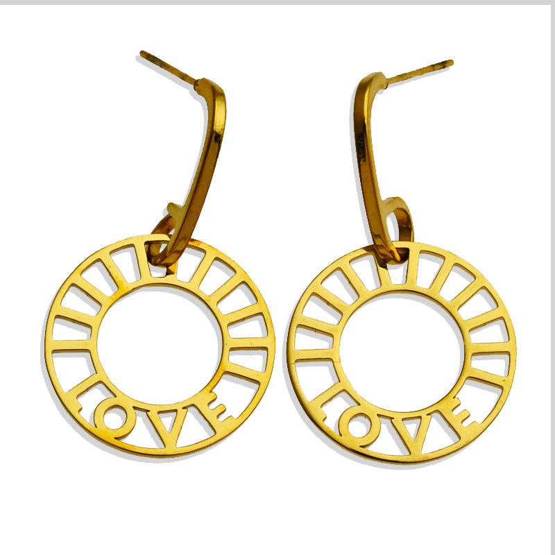 LOVE CIRCLE 21040 EARRINGS.  Feeling LOVE...LOVE...LOVE.   Crafted from Hand Forged Graded Metal Dipped in Pure 18 Karat Gold. Free of Nickel, Lead and Cadmium. Non-Allergic and will not turn Skin Green.