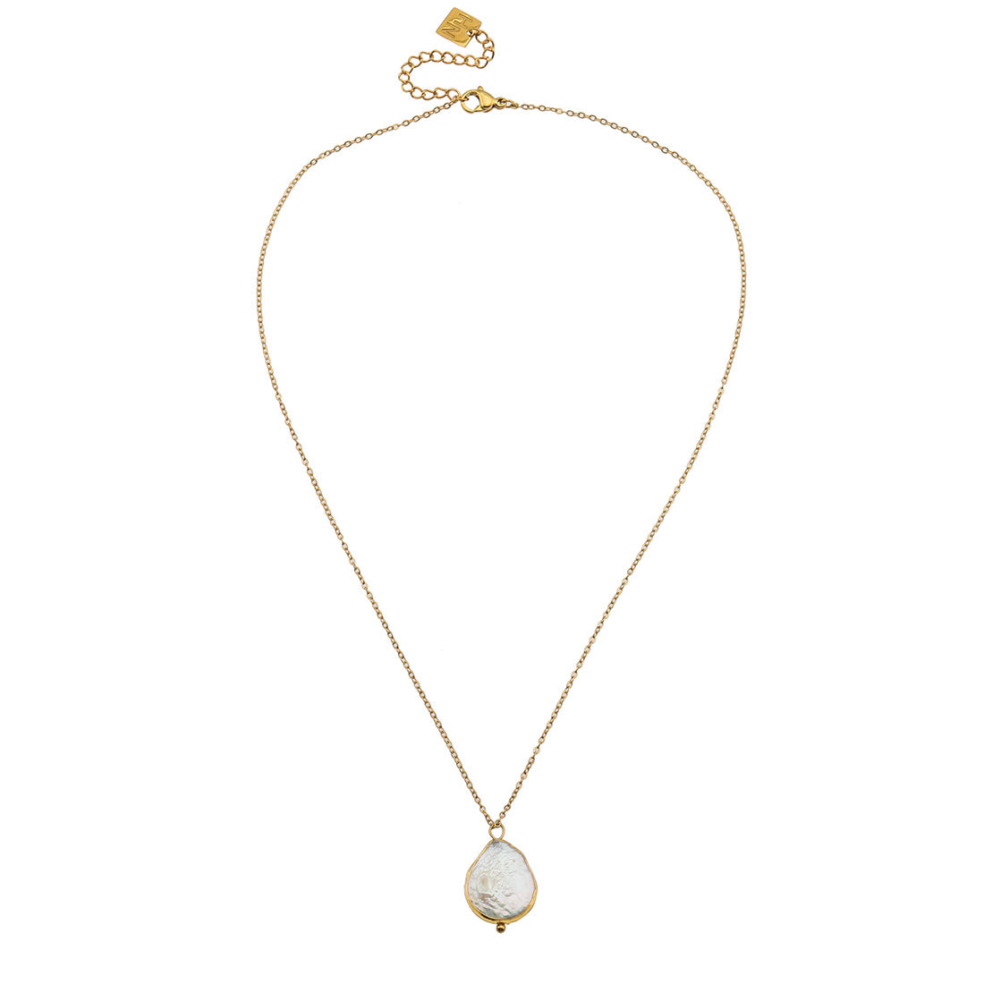 NOEMI: Encased Fresh-Water Pearl Pendant Chain Necklace