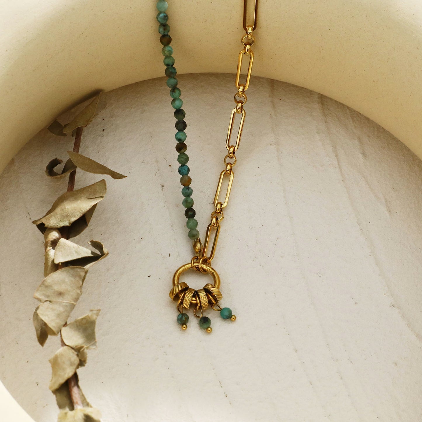 Bohemian chain necklace  with mini charms