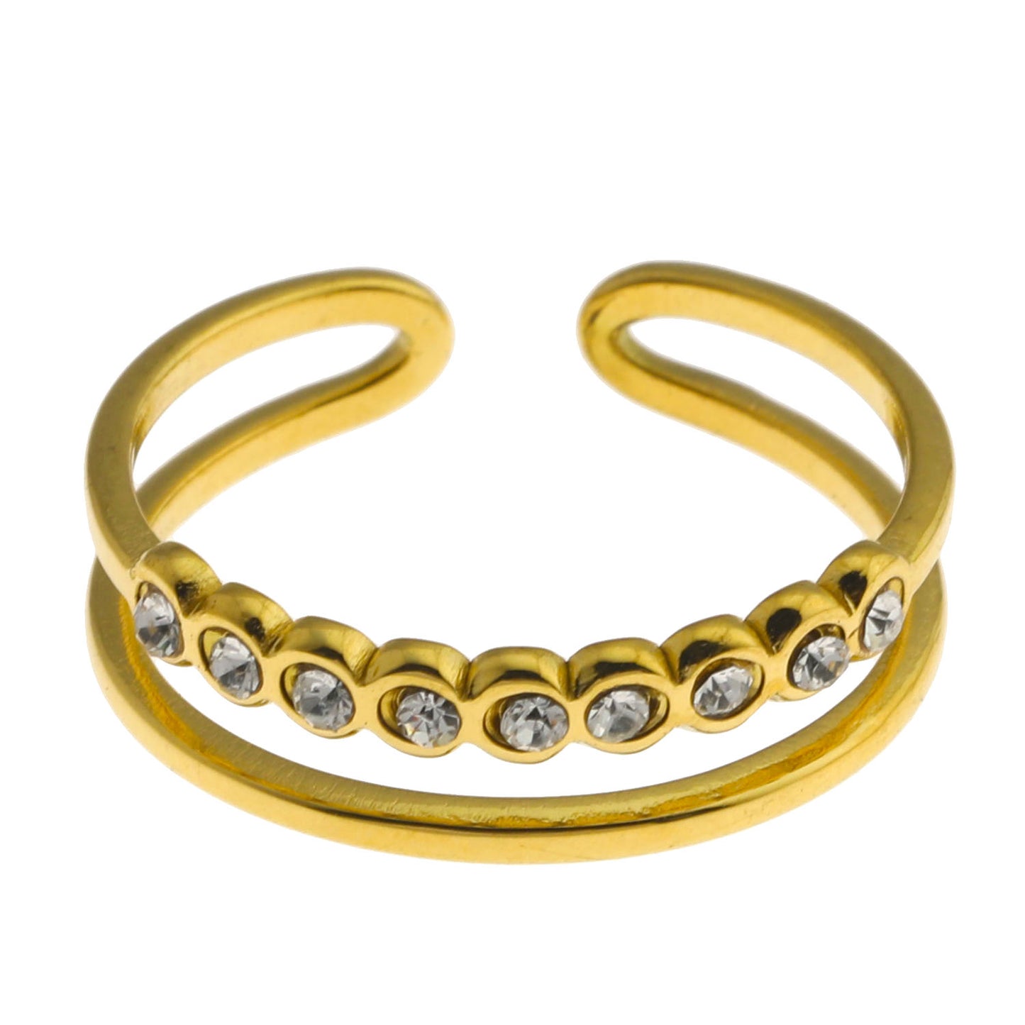 ORDELLA: Parallel Double Stacked Zirconia Embellished Ring