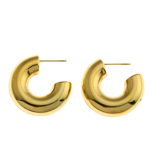 HACKNEY_NINE | Style DEMONTE 122246: Hollow Chunky-Look Smooth Surface Tube Hoop Earrings
