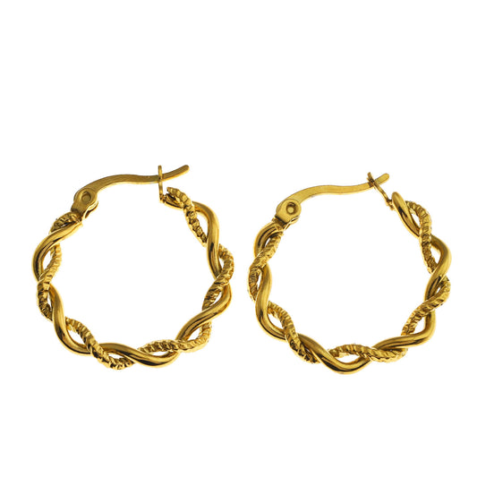 Style: BARBARA 122234 Contrast Textured Twisted Hoop Earring.