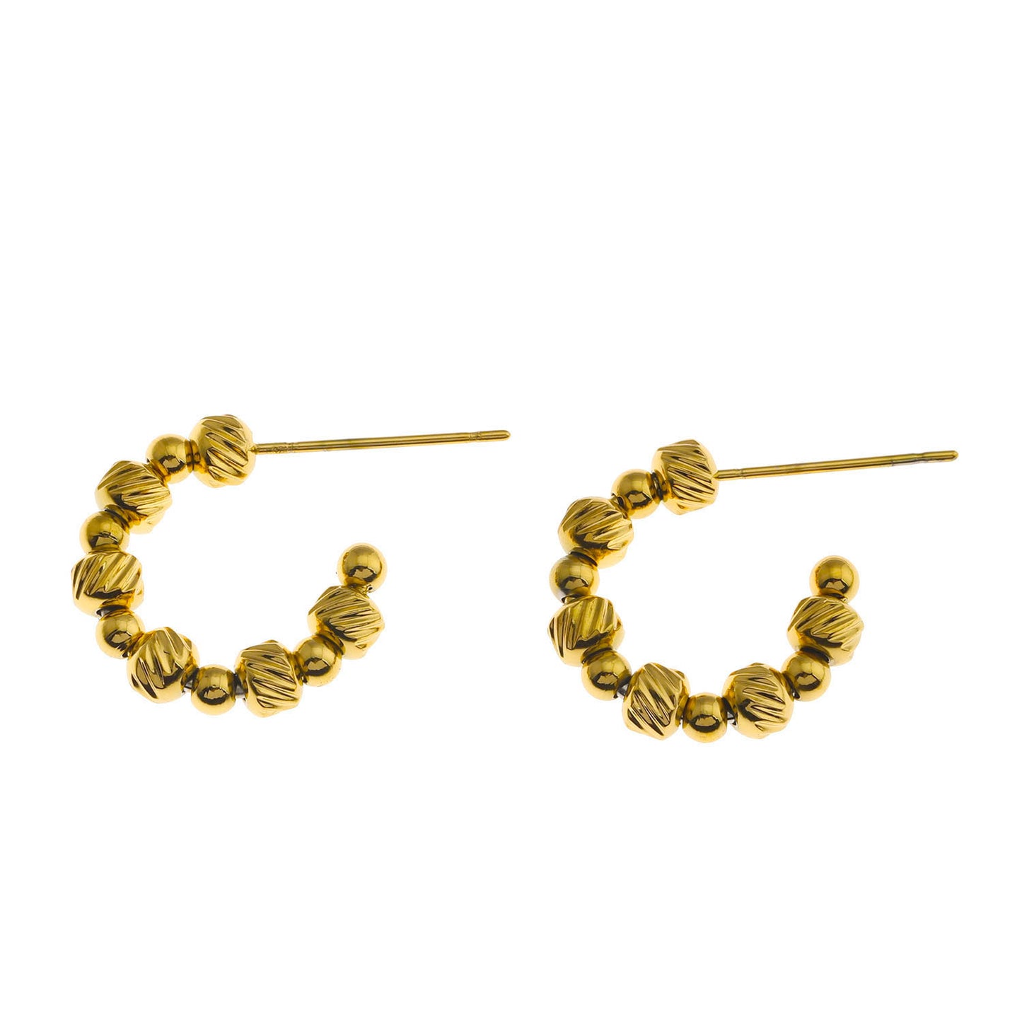 LUANDA Contrasting Gold Beaded Hoop Earrings