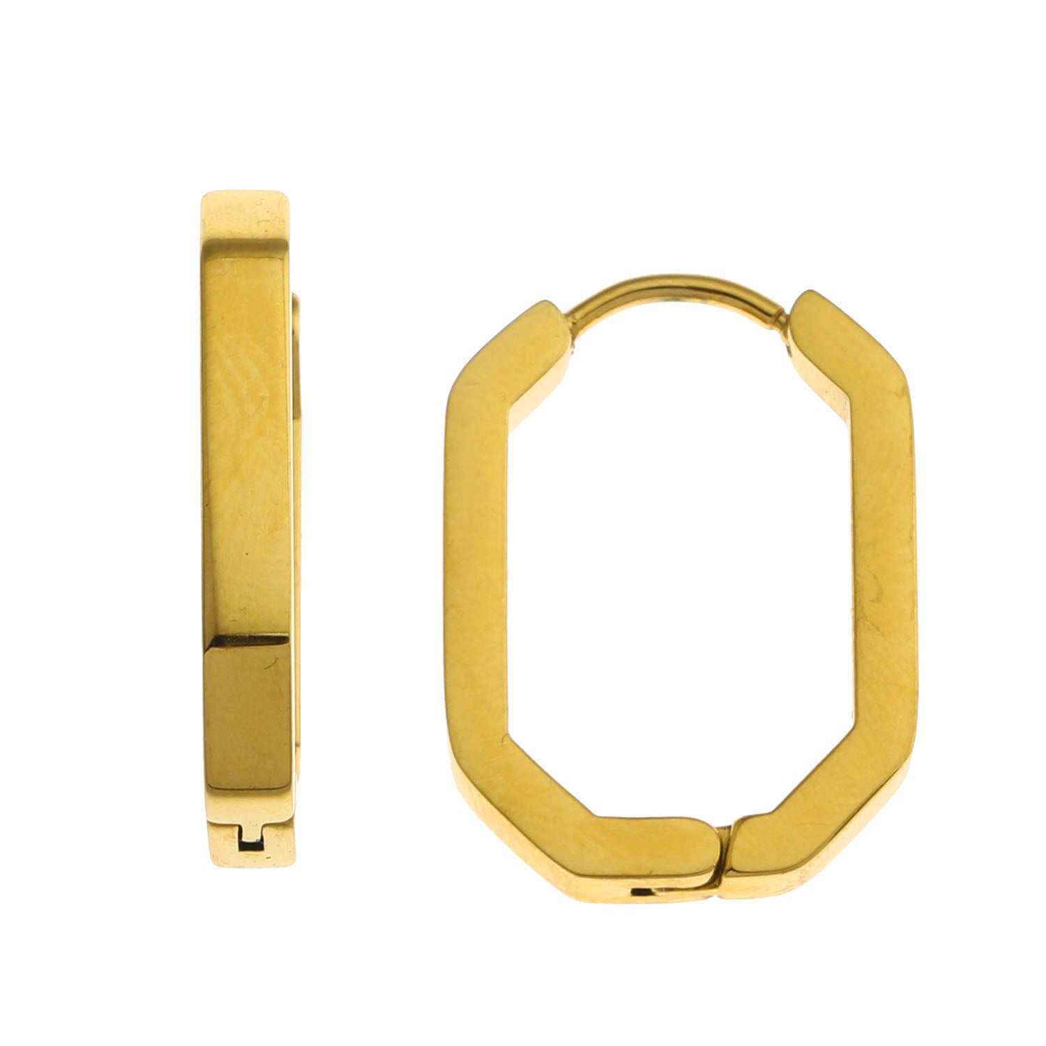 Style: CACCURI 122237 Geometric Shaped Contemporary Hoop Earrings.