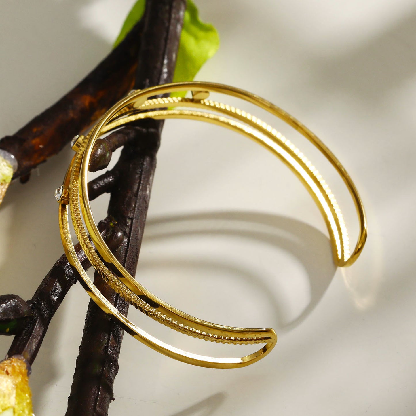 Style: LADARIA 221025 'Trio of Cuffs' Bracelet with Zirconia Highlights.