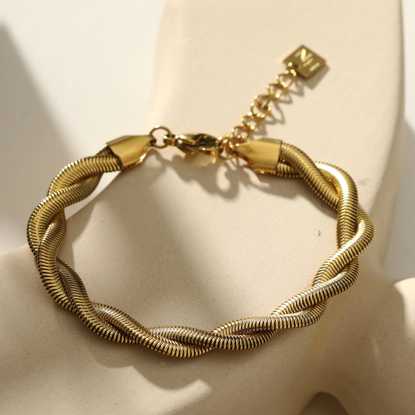 GALENA Criss-Crossed Snake-Skin Duo Chain Bracelet