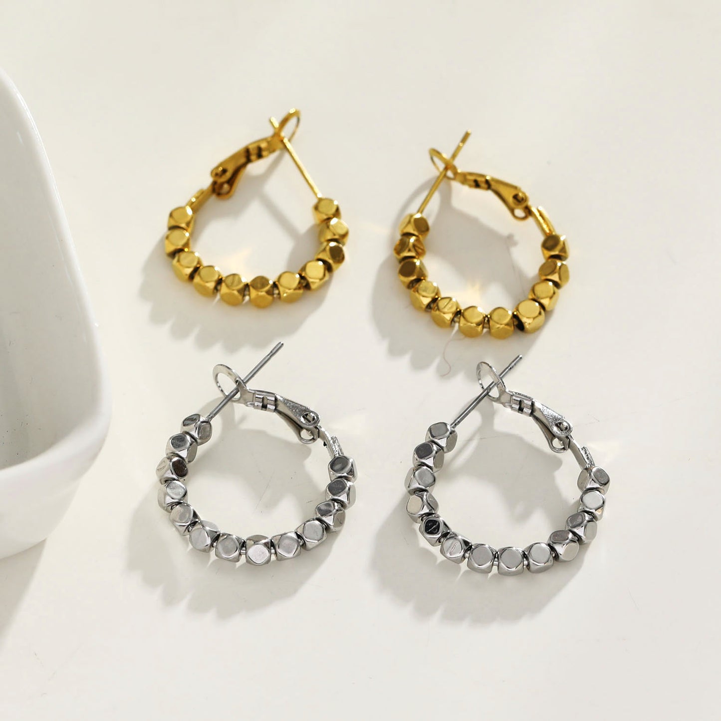 ANDALI Square Beads Hoop Gold Earrings