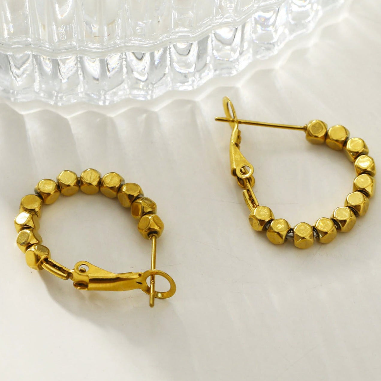 ANDALI Square Beads Hoop Gold Earrings