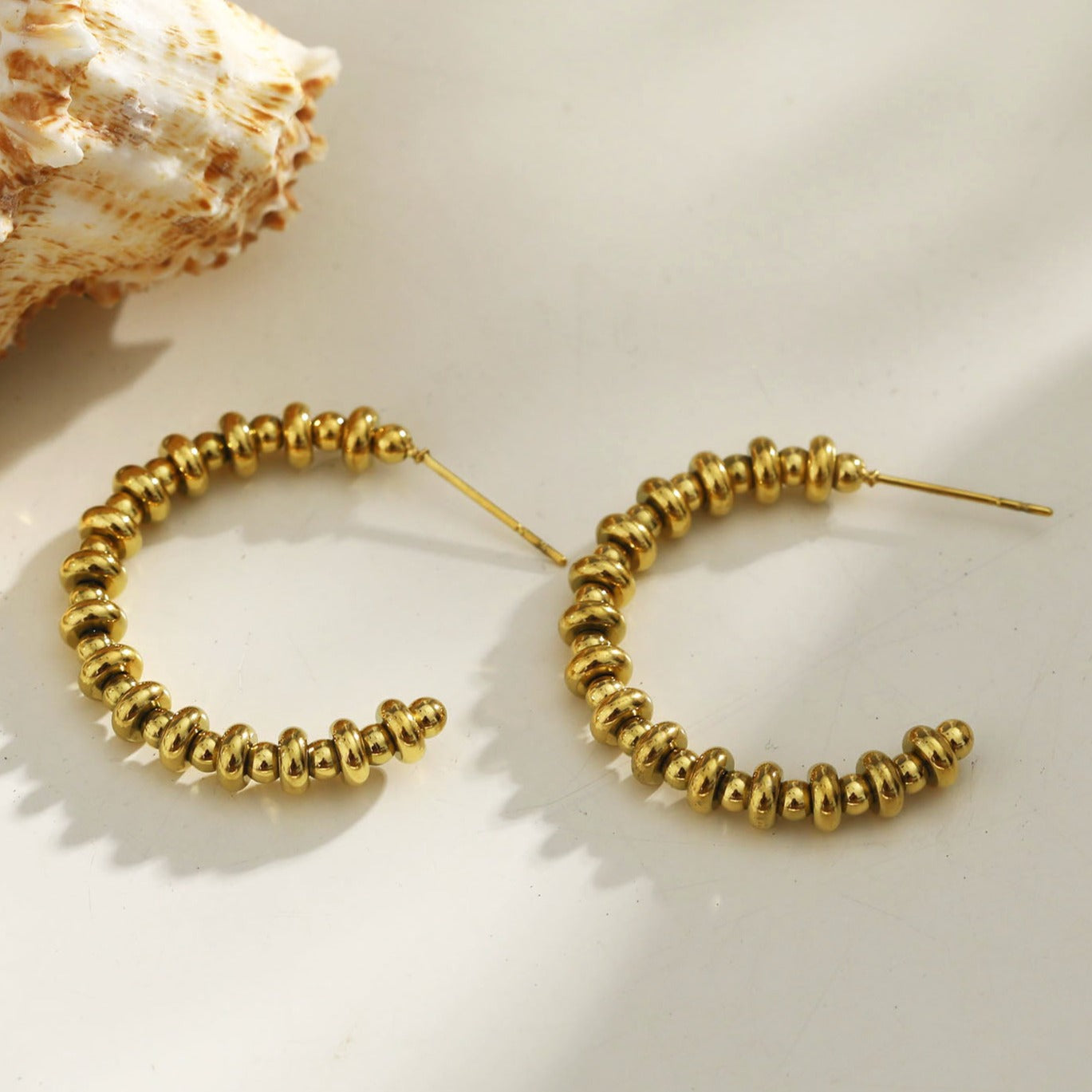 ACCADIA Beaded Hoop Gold Earrings