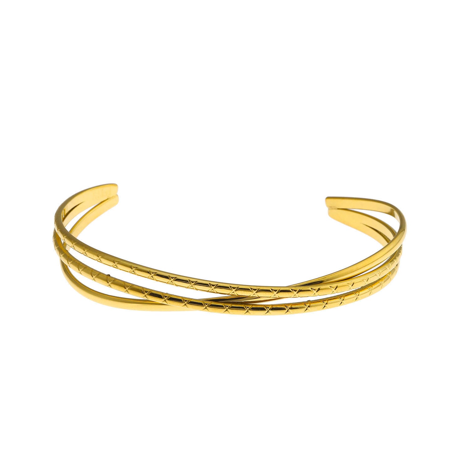 Style: RENIE 221136 Layered Overpass Bracelet with Surface Notch Design.