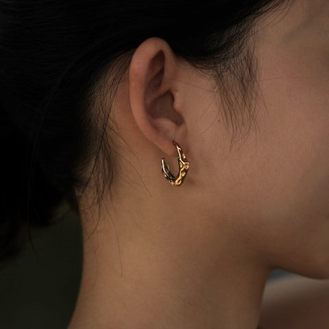 SADE Hammered Finish Mini Hoop Gold Earrings