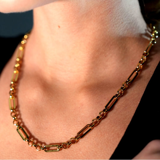 VALENCE Multi Shaped Links & Beads Subtle Statement Necklace